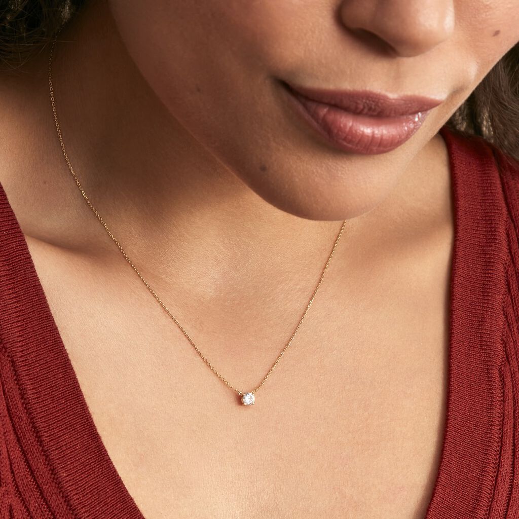 Collier Ponama Or Jaune Oxyde De Zirconium