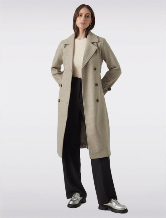 Trench Long à Double Boutonnage Ceinture Amovible et Fente au Dos par Vero Moda
