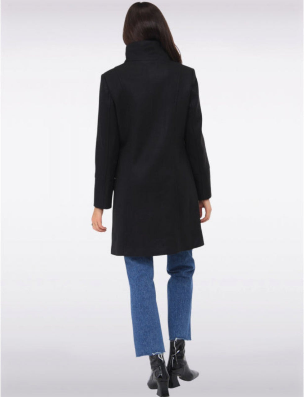 Florence Manteau Élégant Mi-Long Ajusté En Laine Mélangée à Col Montant par Saki