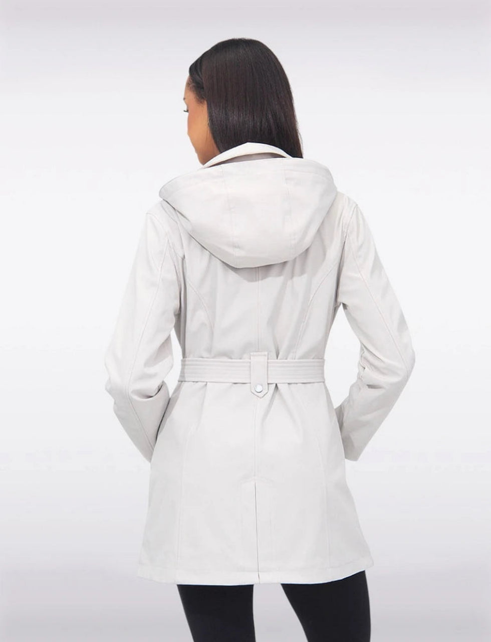 Vegan Double-Breasted Belted Slim Fit Short Trench Coat by Saki