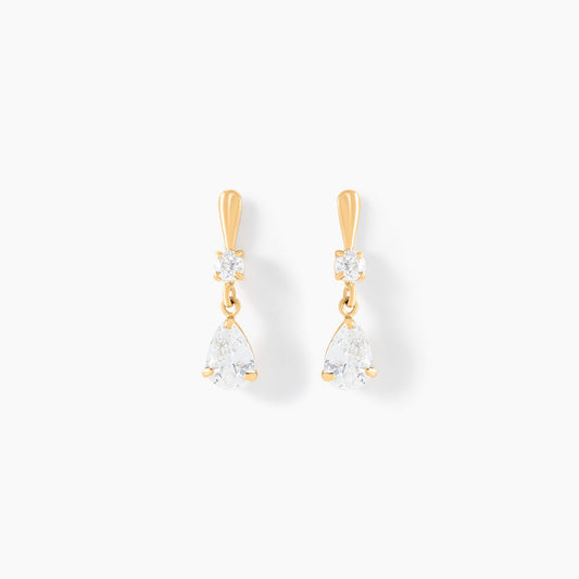 Boucles D'oreilles Pendantes Goutte Or Jaune Oxyde De Zirconium