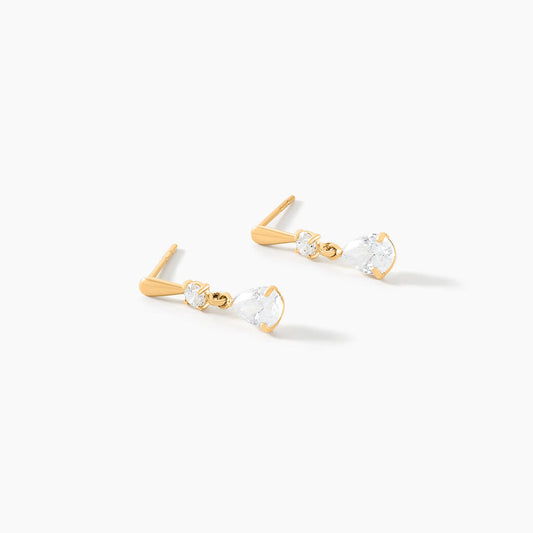 Boucles D'oreilles Pendantes Goutte Or Jaune Oxyde De Zirconium