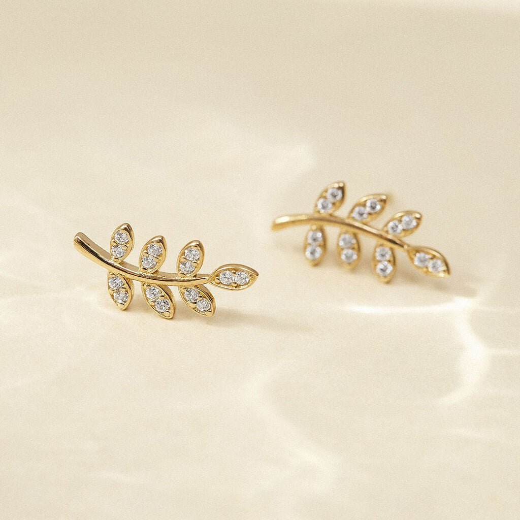 Boucles D'oreilles Puces Ael Or Jaune Oxyde De Zirconium