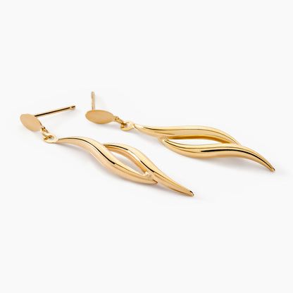 Boucles D'oreilles Pendantes Merone Vagues Or Jaune