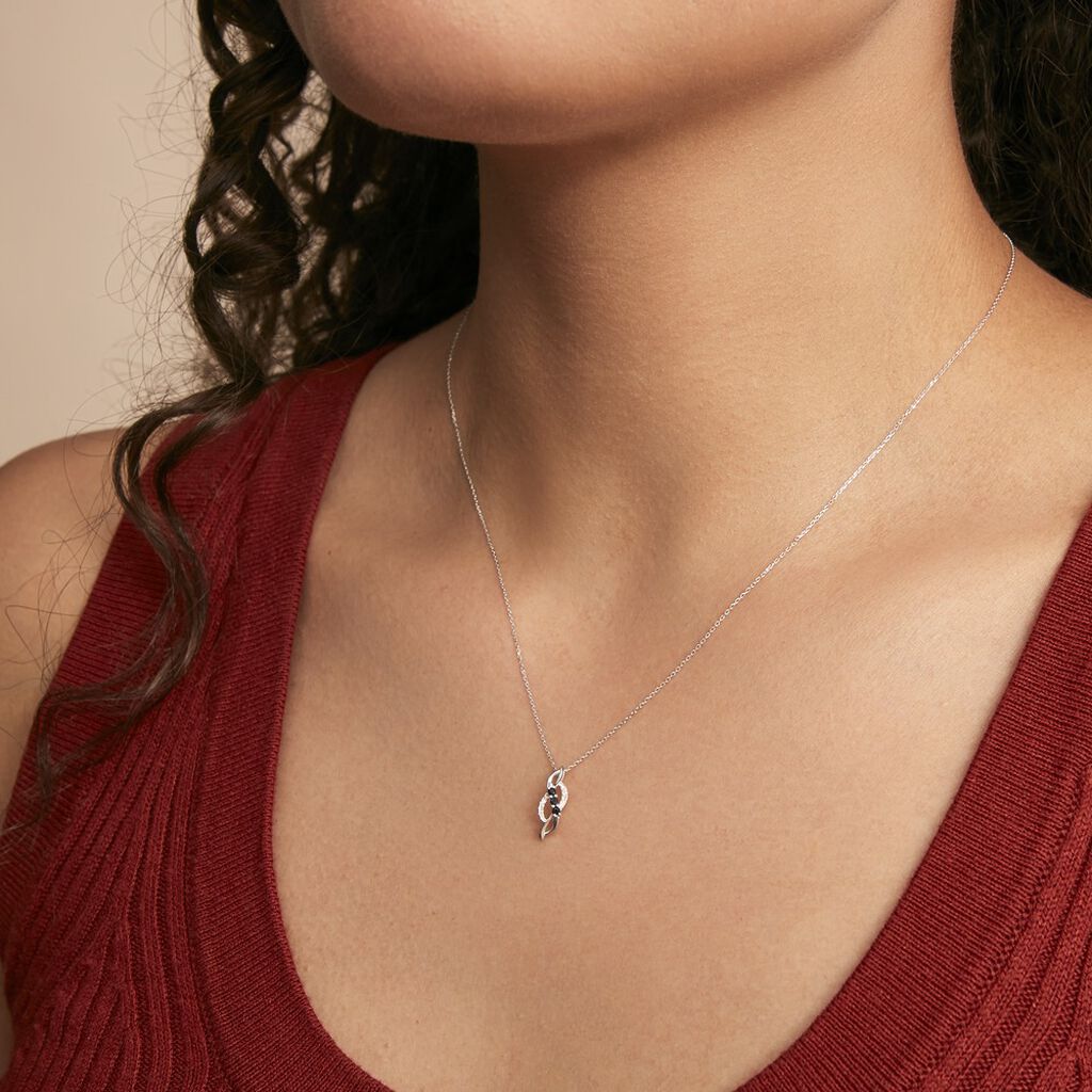 Collier Rosalyne Or Blanc Saphir Et Diamant