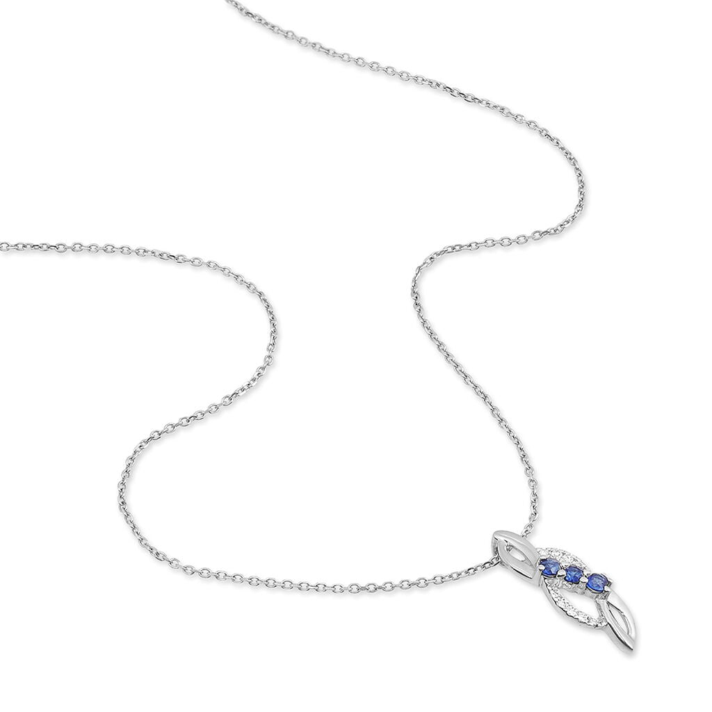Collier Rosalyne Or Blanc Saphir Et Diamant