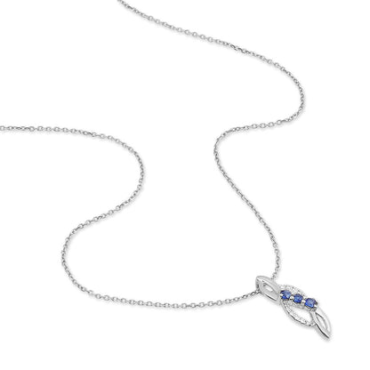 Collier Rosalyne Or Blanc Saphir Et Diamant
