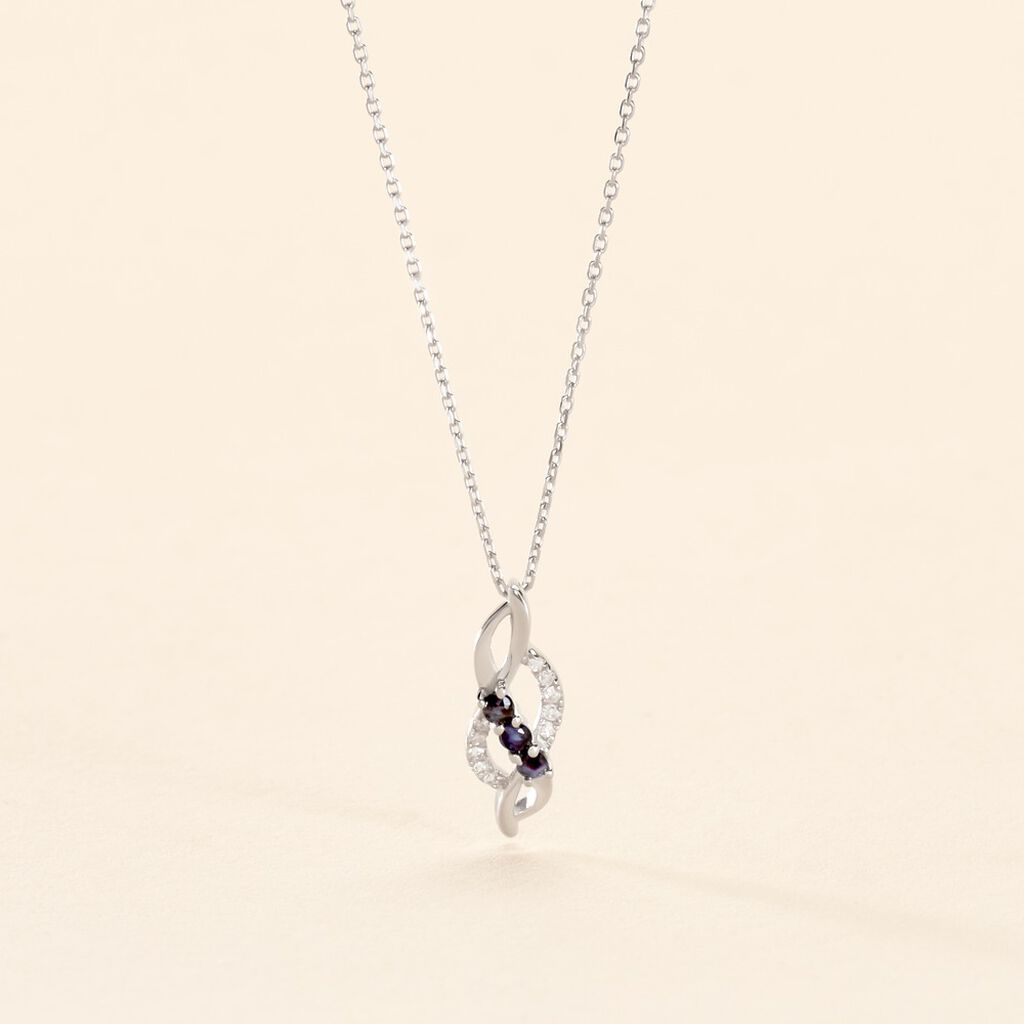 Collier Rosalyne Or Blanc Saphir Et Diamant