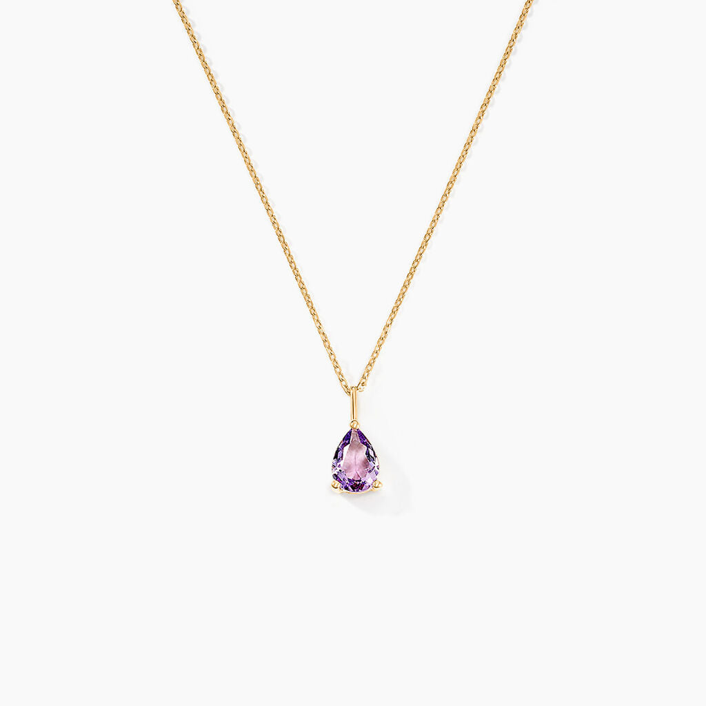 Collier Goutte Or Jaune Amethyste