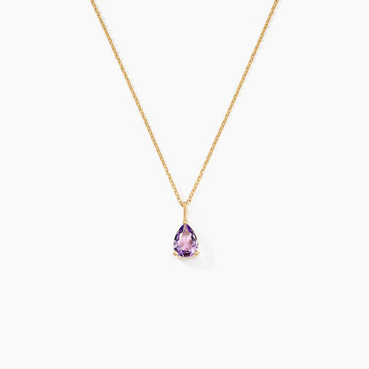 Collier Goutte Or Jaune Amethyste