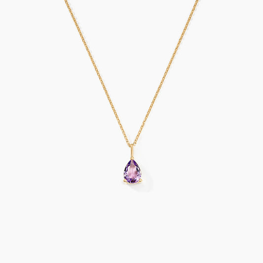 Collier Goutte Or Jaune Amethyste