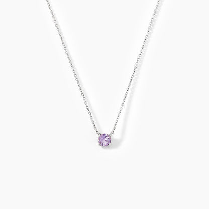 Collier Clair Or Blanc Amethyste
