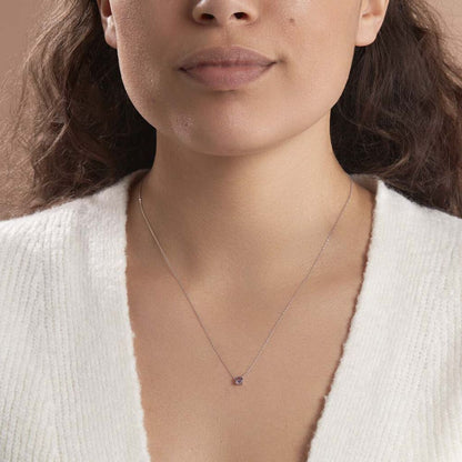 Collier Clair Or Blanc Amethyste