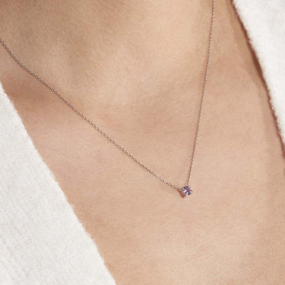Collier Clair Or Blanc Amethyste