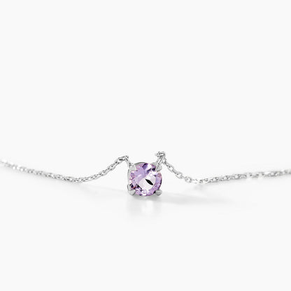 Collier Clair Or Blanc Amethyste