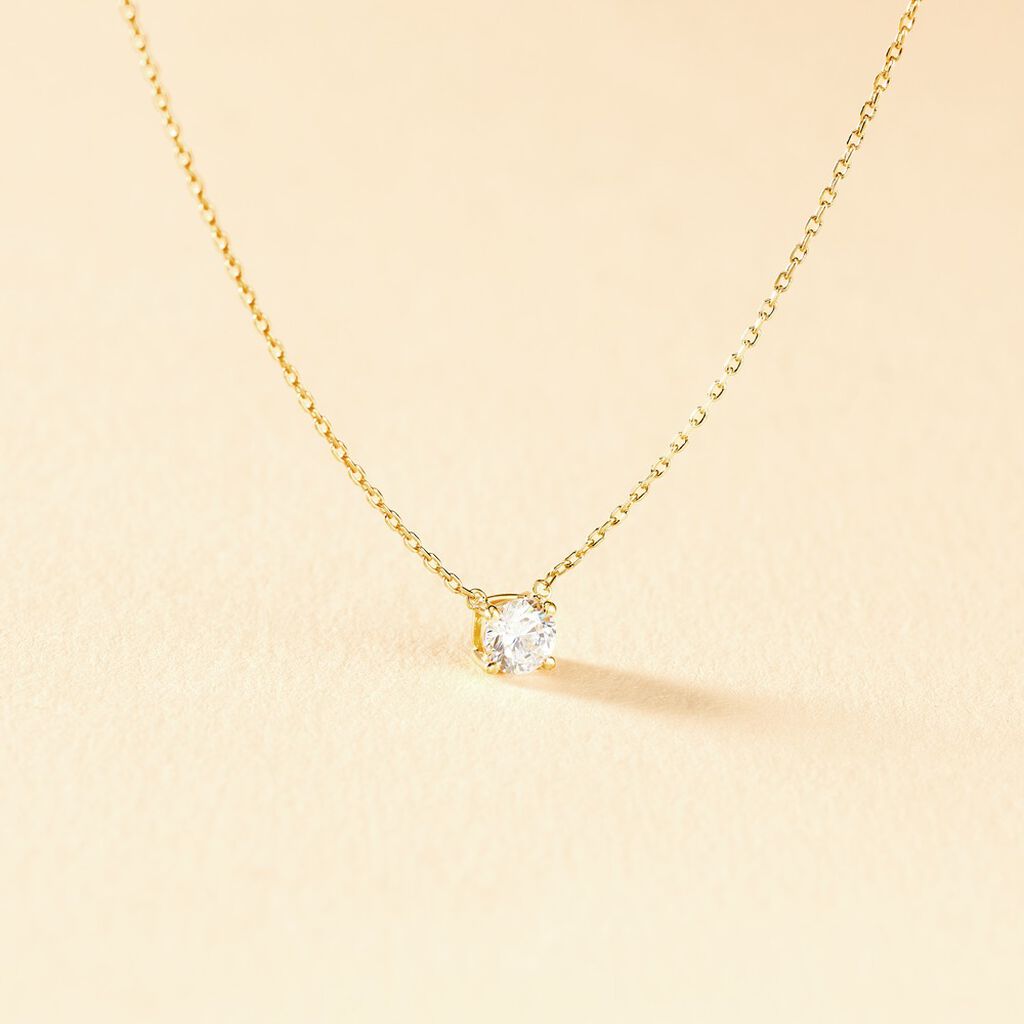Collier Ponama Or Jaune Oxyde De Zirconium