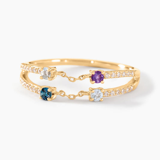 Bague Chaîne Universe Or Jaune Améthyste Topaze