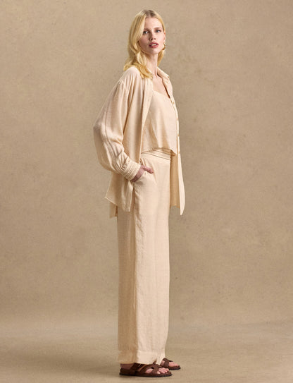 Conjunto Camisa e Cropped Creme