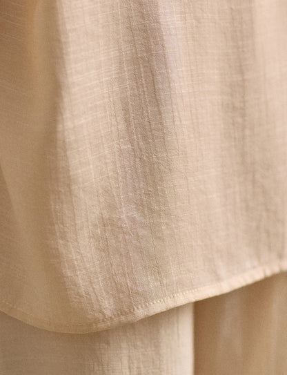 Conjunto Camisa e Cropped Creme