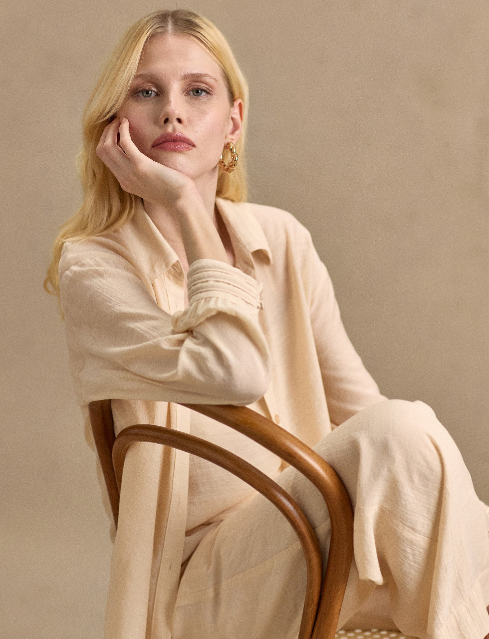 Conjunto Camisa e Cropped Creme