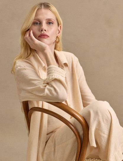 Conjunto Camisa e Cropped Creme