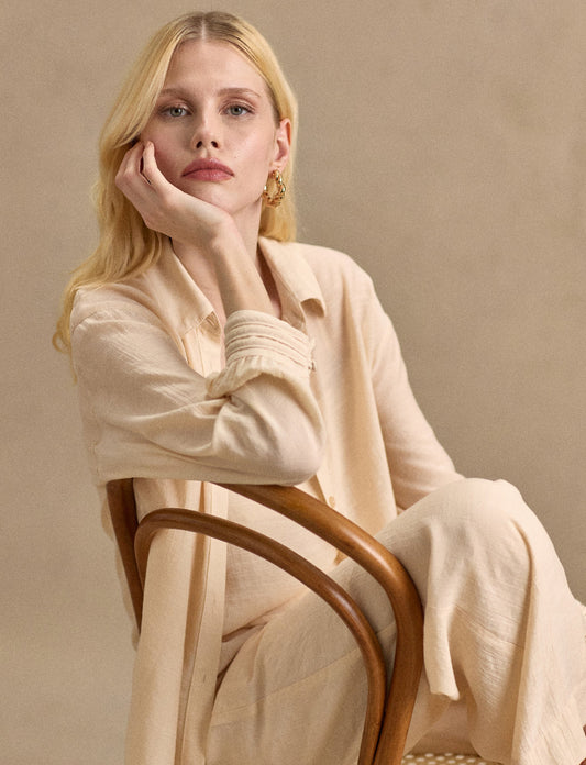 Conjunto Camisa e Cropped Creme