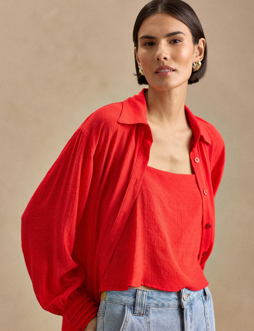 Conjunto Camisa e Cropped Rouge