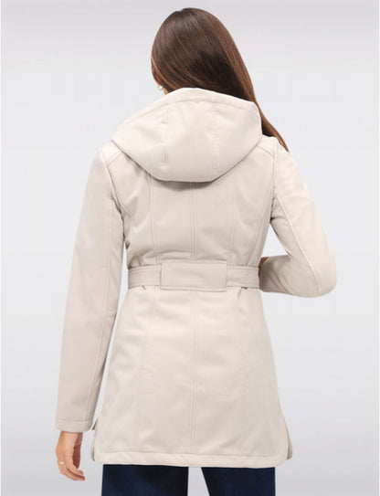 Trench à Capuche Végan Résistant à L’eau Ceinturé à Double Boutonnage par Sebby