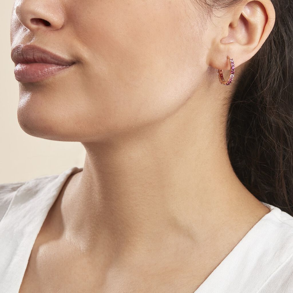 Créoles Zoelia Rondes Plaqué Or Jaune Pierres De Synthèse