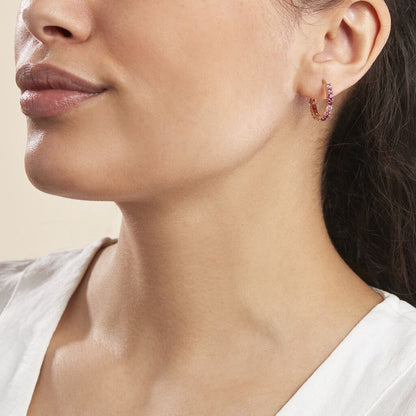 Créoles Zoelia Rondes Plaqué Or Jaune Pierres De Synthèse