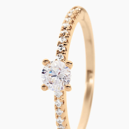 Bague Solitaire Mireilla Plaqué Or Jaune Oxyde De Zirconium