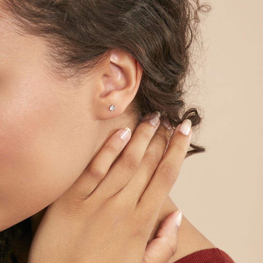 Boucles D'oreilles Puces Laena Argent Blanc Oxyde De Zirconium