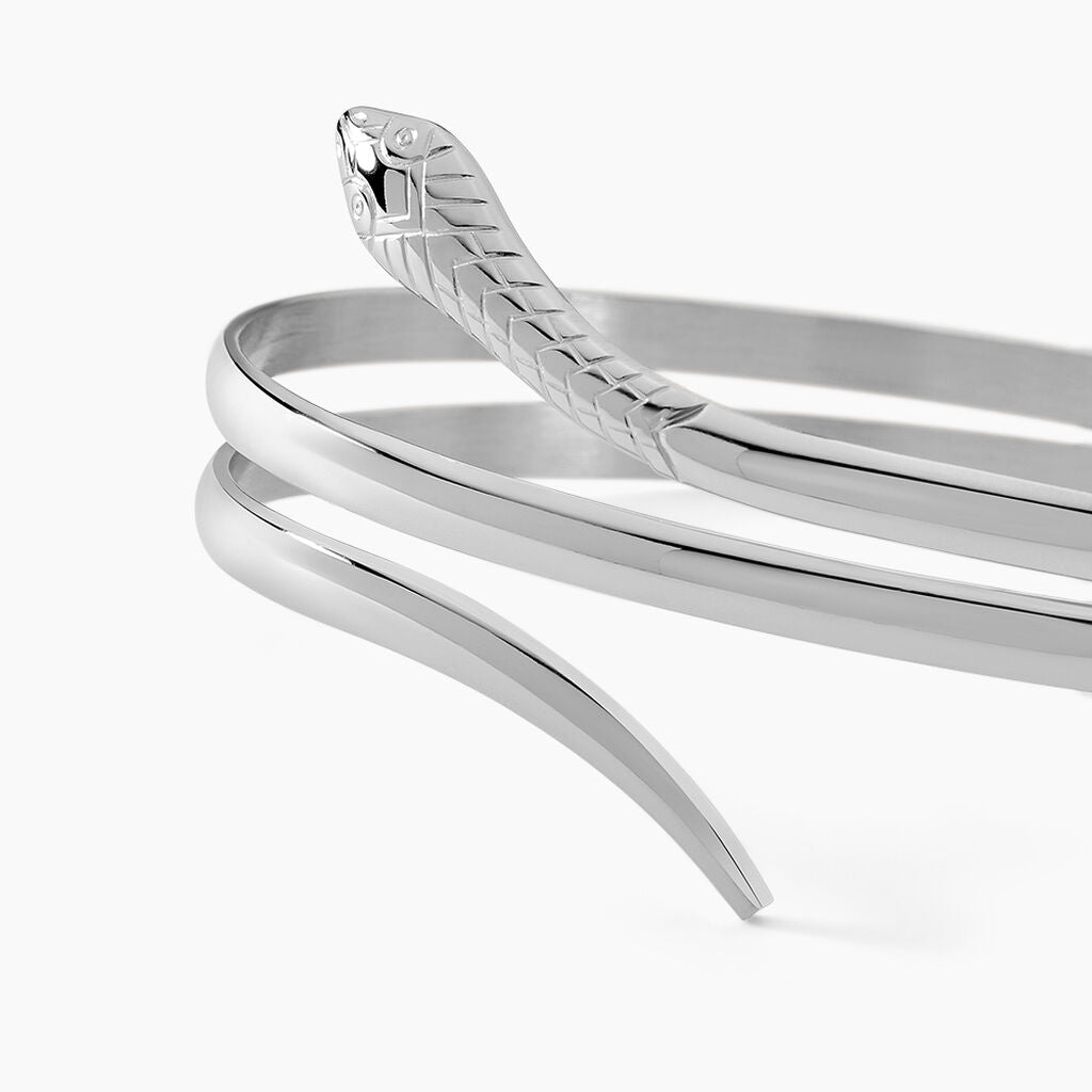 Bracelet Jonc Solitaae Argent Blanc