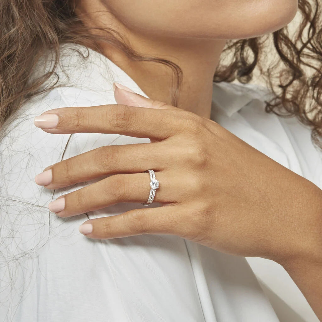 Bague Solitaire Solitea Argent Blanc Oxyde De Zirconium