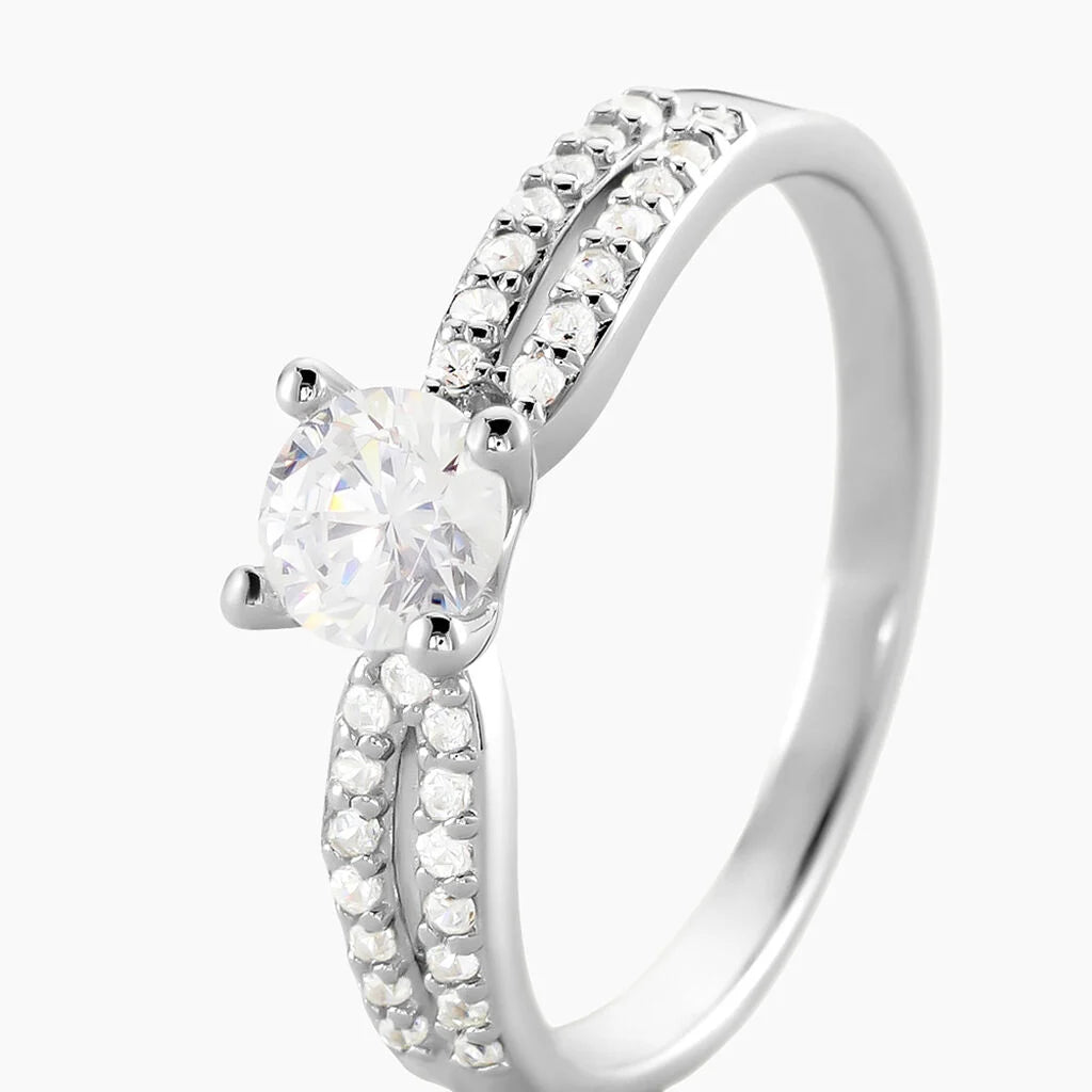 Bague Solitaire Solitea Argent Blanc Oxyde De Zirconium