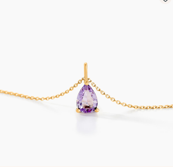 Collier Goutte Or Jaune Amethyste