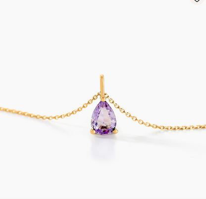 Collier Goutte Or Jaune Amethyste