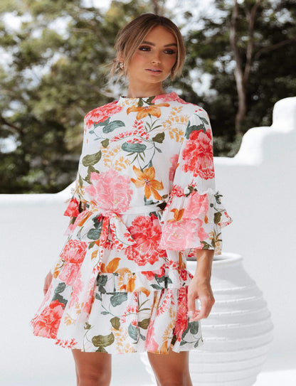 Peta Floral Print Tiered Dress