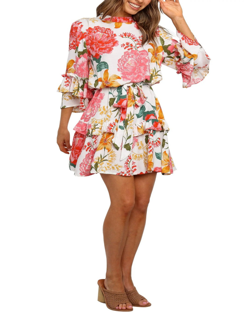Peta Floral Print Tiered Dress