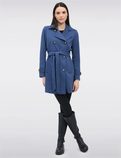 Vegan Classic Double-Breasted Slim Fit Belted Trench Coat by Saki