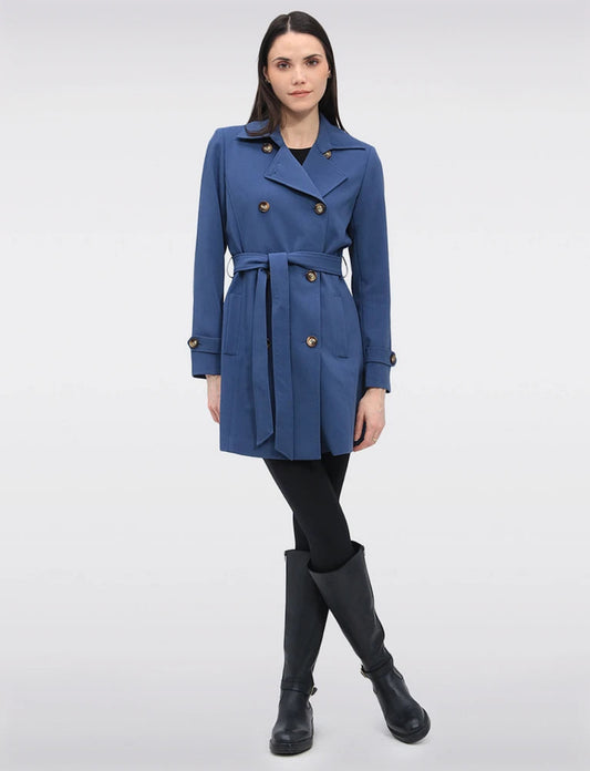 Vegan Classic Double-Breasted Slim Fit Belted Trench Coat by Saki