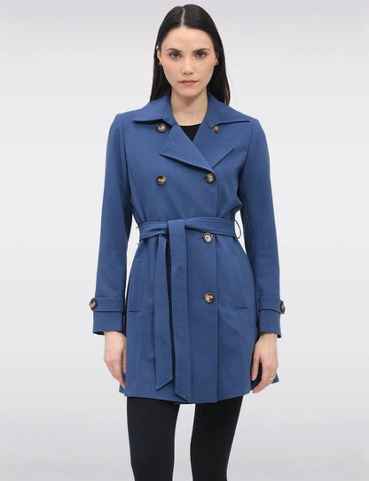 Vegan Classic Double-Breasted Slim Fit Belted Trench Coat by Saki